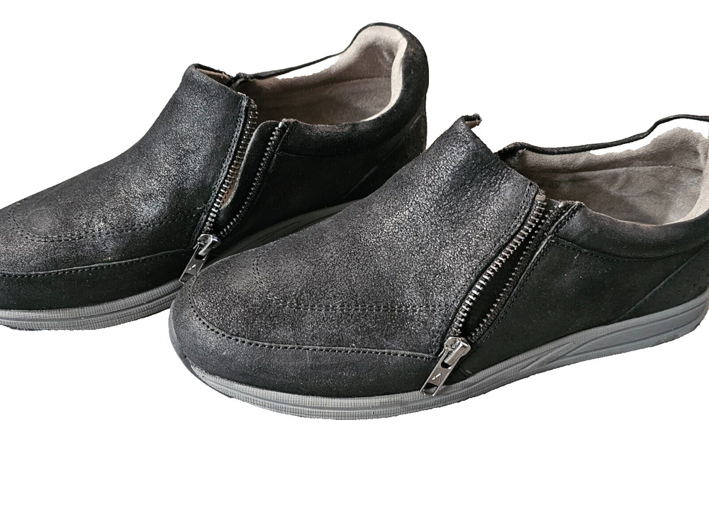 Aerosoles Womens Black Singalong Shoes Side Zippers Casual Slip Ons Size 9M